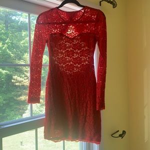 Red backless lace dress